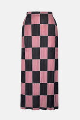 Checkered Accordion Pleated Midi Skirt - Shah S. Sahota
